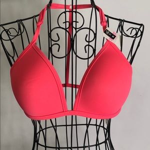 Neon coral push up bikini top